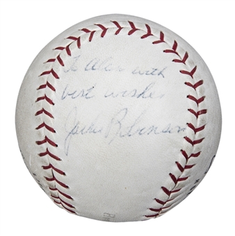 Jackie Robinson Signed & Inscribed Baseball (JSA)